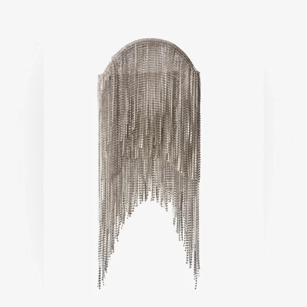 Retrofete Silver Chunky Knit Bag  with Dramatic Tassels